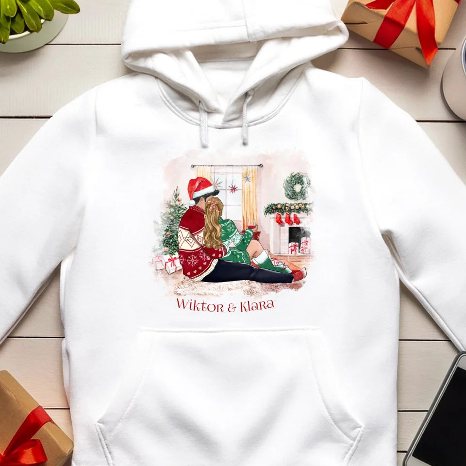 Bluza kangur na Święta "Zakochana para w swetrach", personalizowana