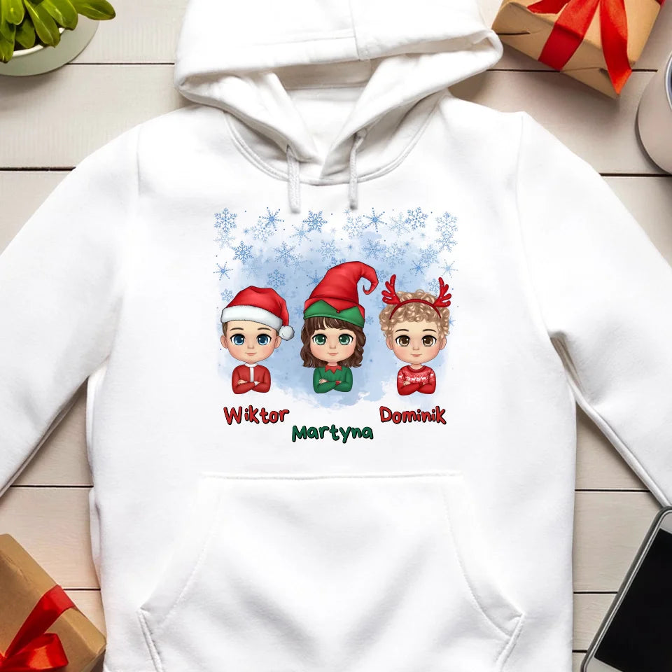 Bluza kangur świąteczna dla dzieci "Mikołaj, Elf, Renifer", personalizowana