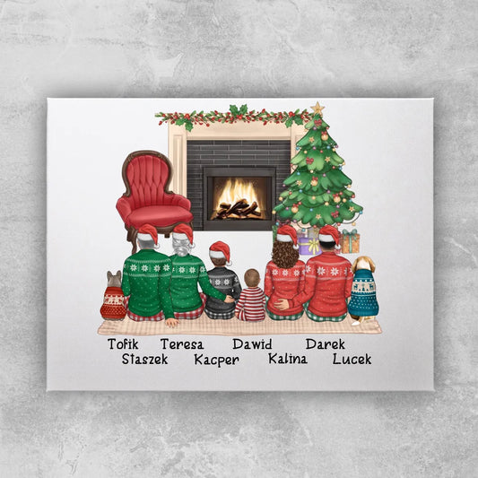 Obraz personalizowany świąteczny dla rodziny - z pieskami #810
