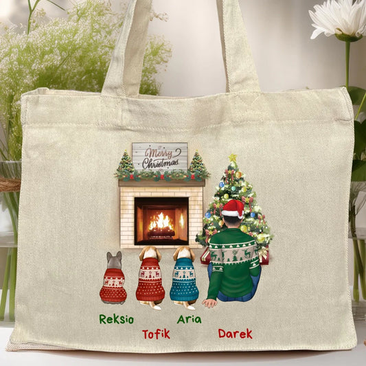 Torba personalizowana świąteczna dla mężczyzny - pieski #650
