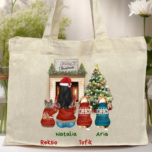 Torba personalizowana świąteczna dla kobiety - pieski #513