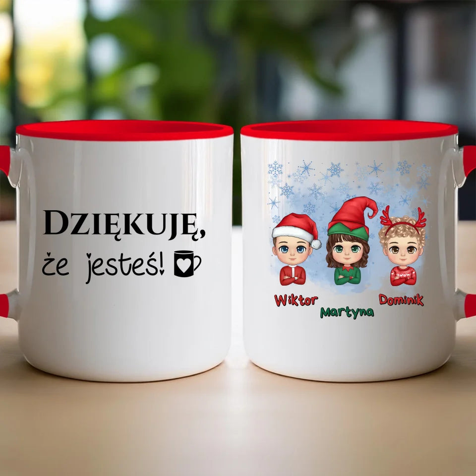 Kubek świąteczny dla dzieci "Mikołaj, Elf, Renifer", personalizowany