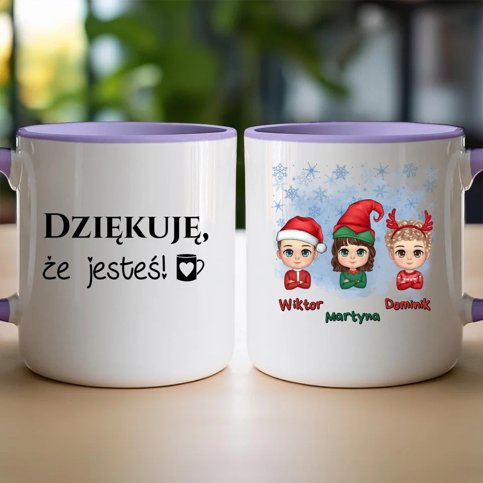 Kubek świąteczny dla dzieci "Mikołaj, Elf, Renifer", personalizowany