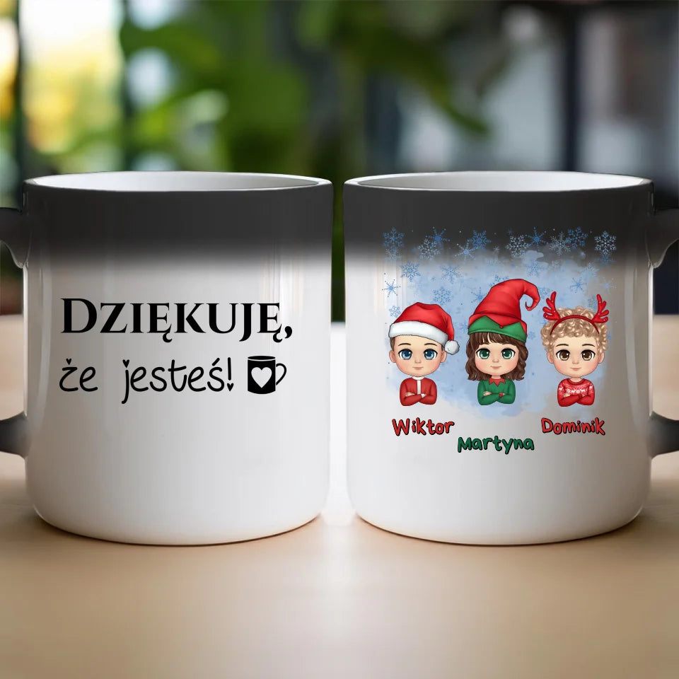 Kubek świąteczny dla dzieci "Mikołaj, Elf, Renifer", personalizowany