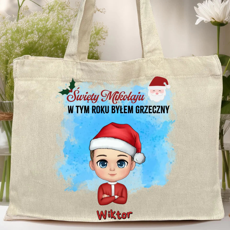 Torba z nadrukiem na Mikołajki "Mikołaju, byłem grzeczny", personalizowana