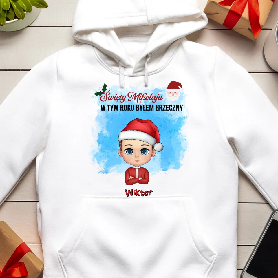 Bluza kangur na Mikołajki "Mikołaju, byłem grzeczny", personalizowana