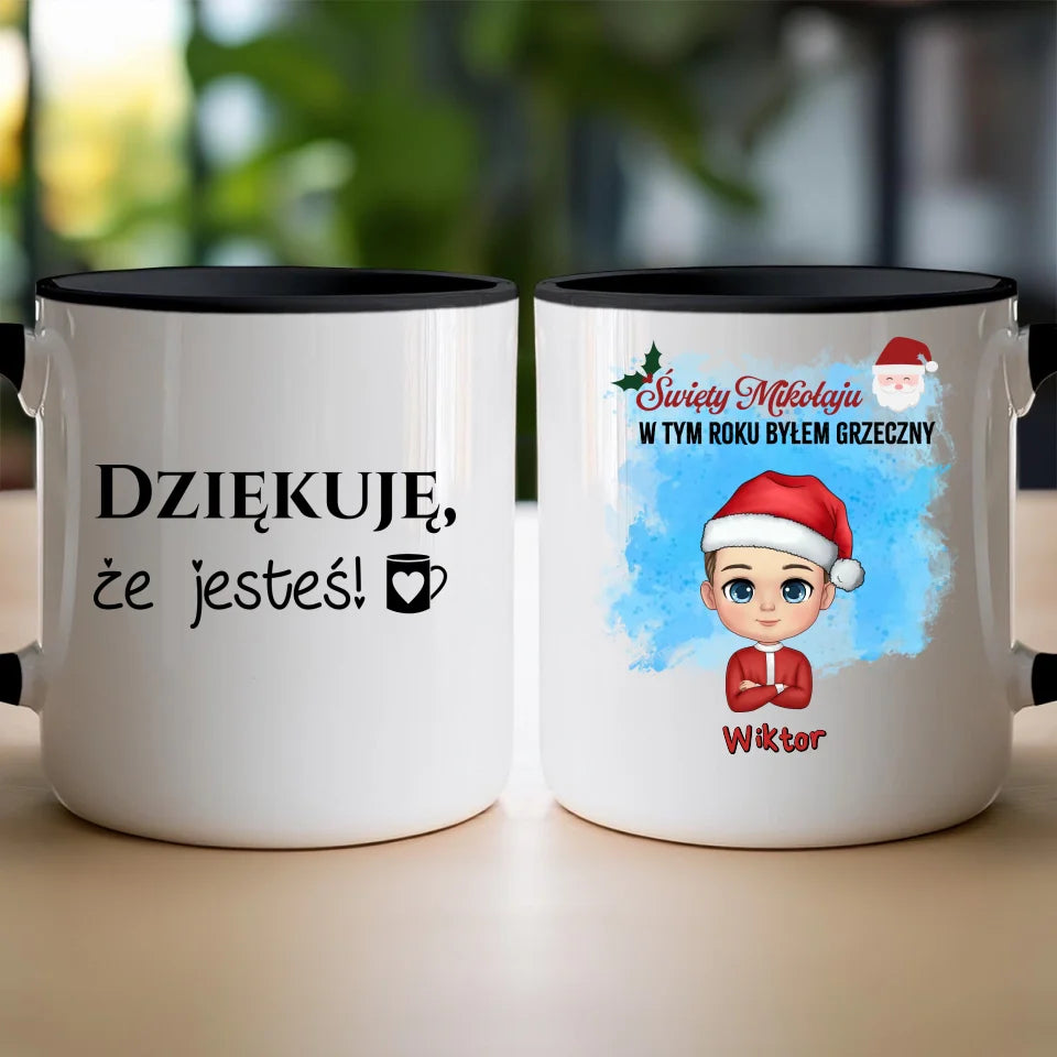 Kubek na Mikołajki "Mikołaju, byłem grzeczny", personalizowany