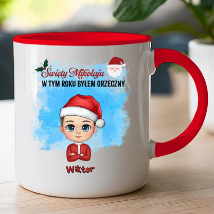 Kubek na Mikołajki "Mikołaju, byłem grzeczny", personalizowany