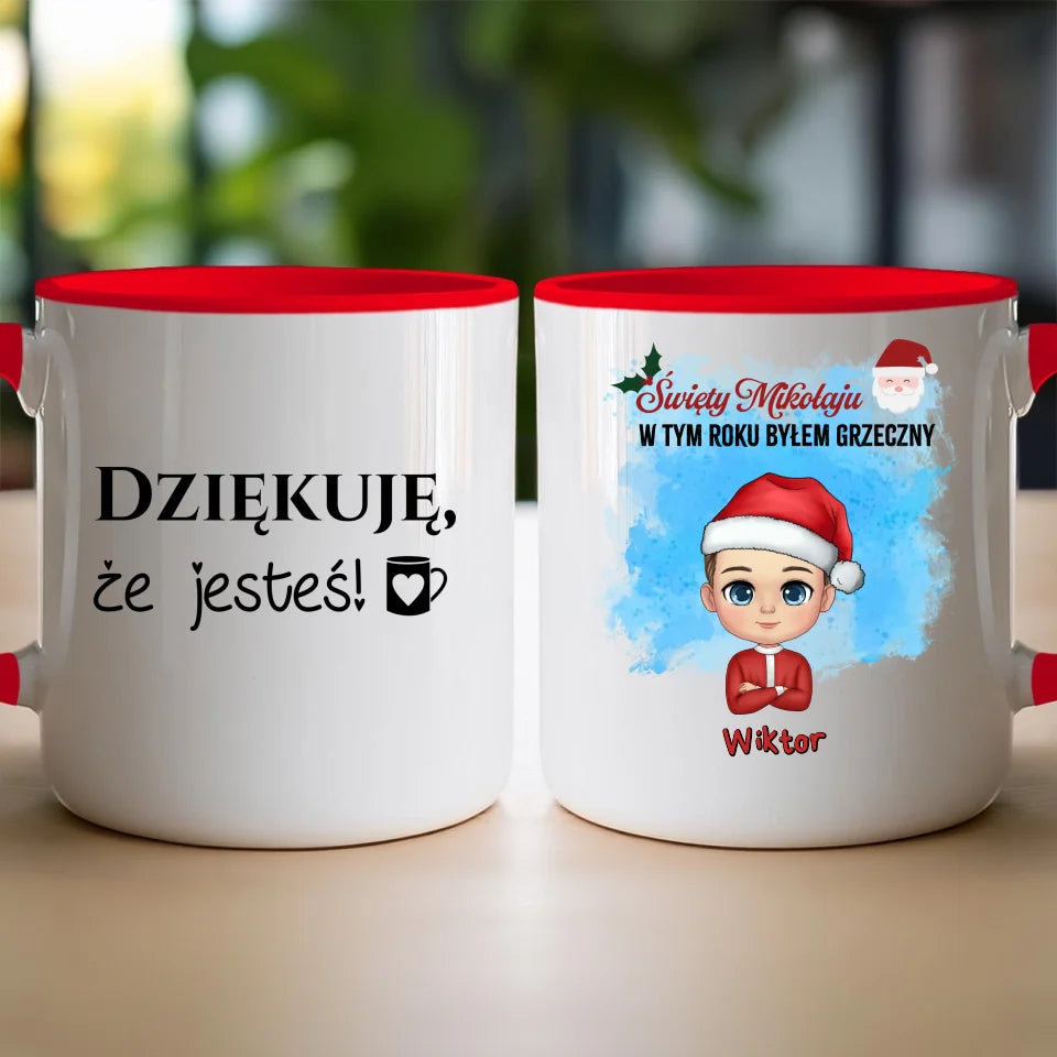 Kubek na Mikołajki "Mikołaju, byłem grzeczny", personalizowany