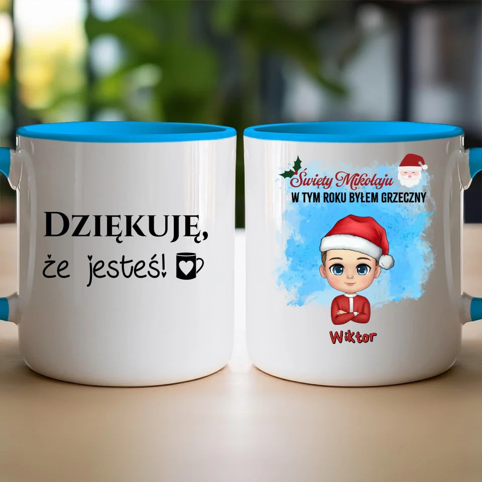 Kubek na Mikołajki "Mikołaju, byłem grzeczny", personalizowany