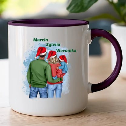 Kubek na Mikołajki "Mama, Tata + Dziecko, Święta", personalizowana