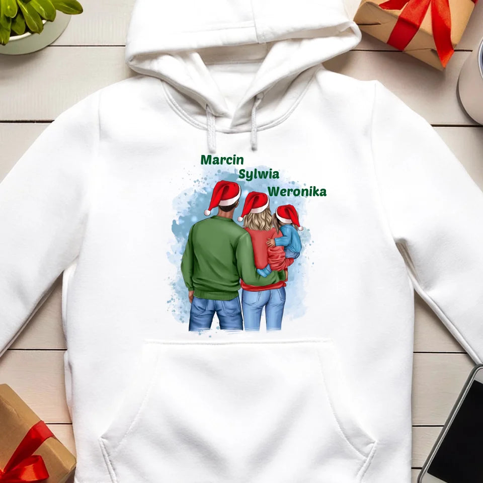 Bluza kangur na Mikołajki "Mama, Tata + Dziecko, Święta", personalizowana