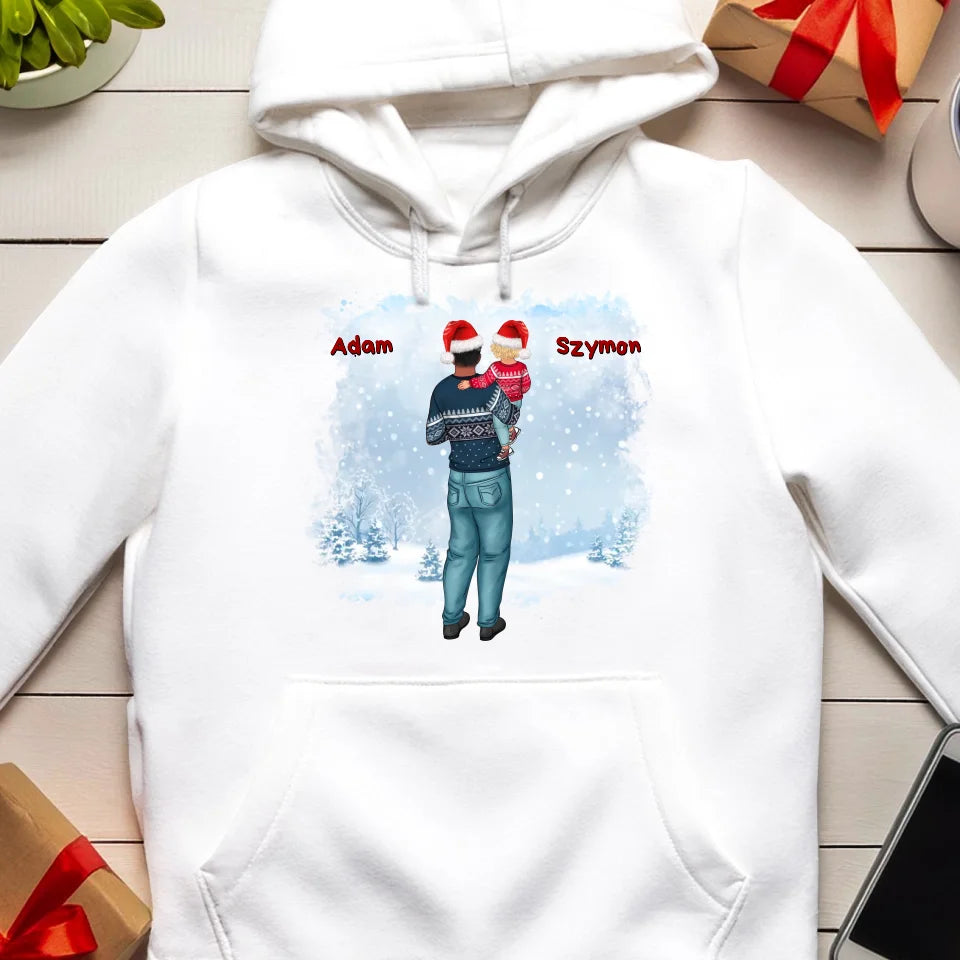 Bluza kangur świąteczna "Tata z dzieckiem", personalizowana