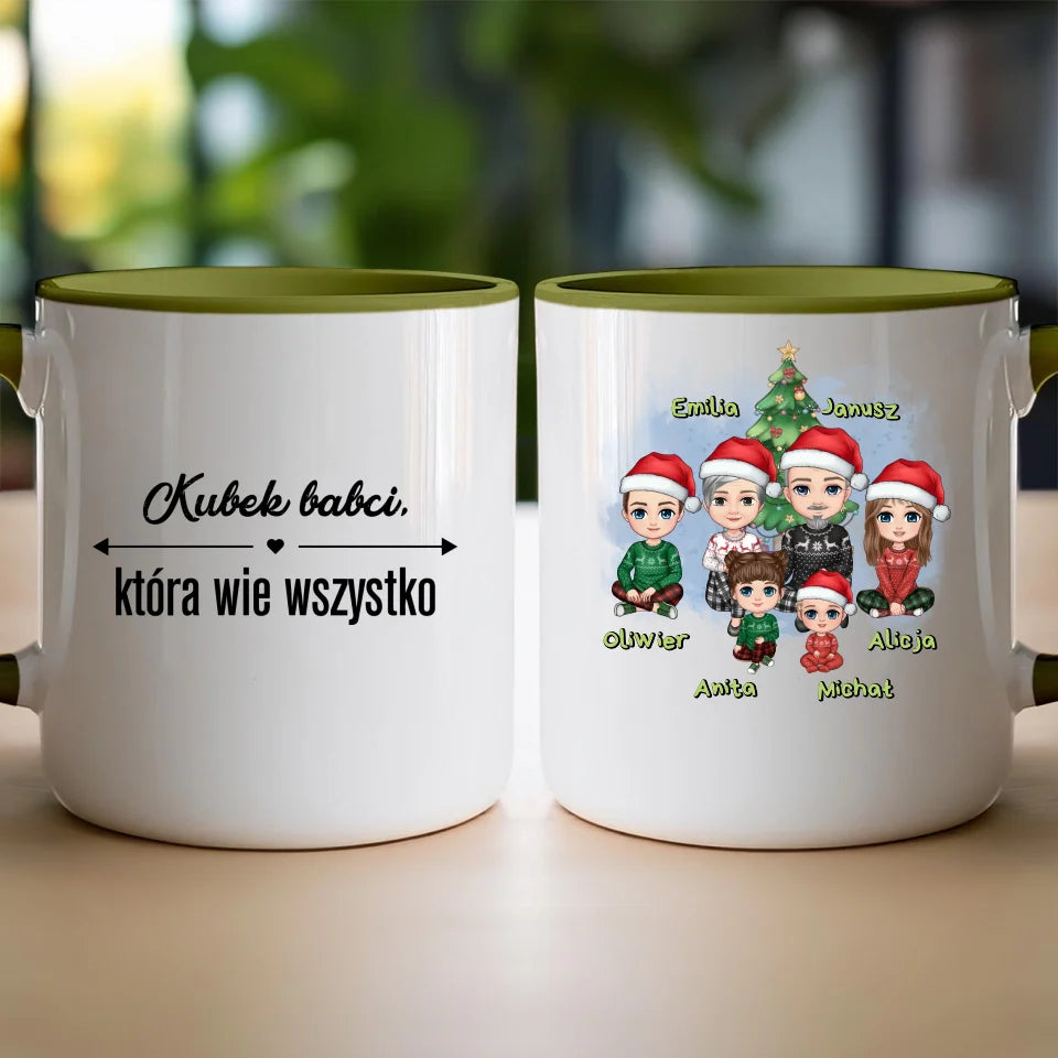 Kubek na Święta "Dziadkowie + 1-4 wnuków", personalizowany