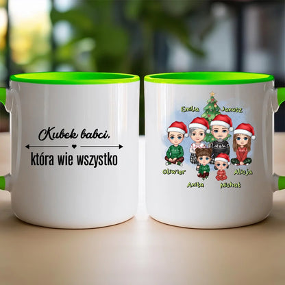 Kubek na Święta "Dziadkowie + 1-4 wnuków", personalizowany