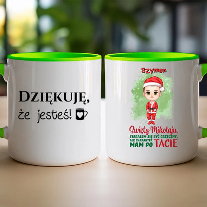 Kubek na Mikołajki "Starałem się być grzeczny", personalizowany