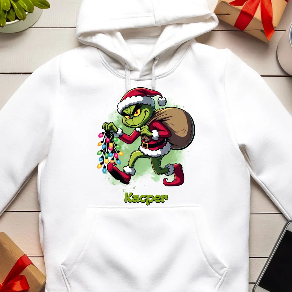 Bluza kangur świąteczna "Grinch", z imieniem