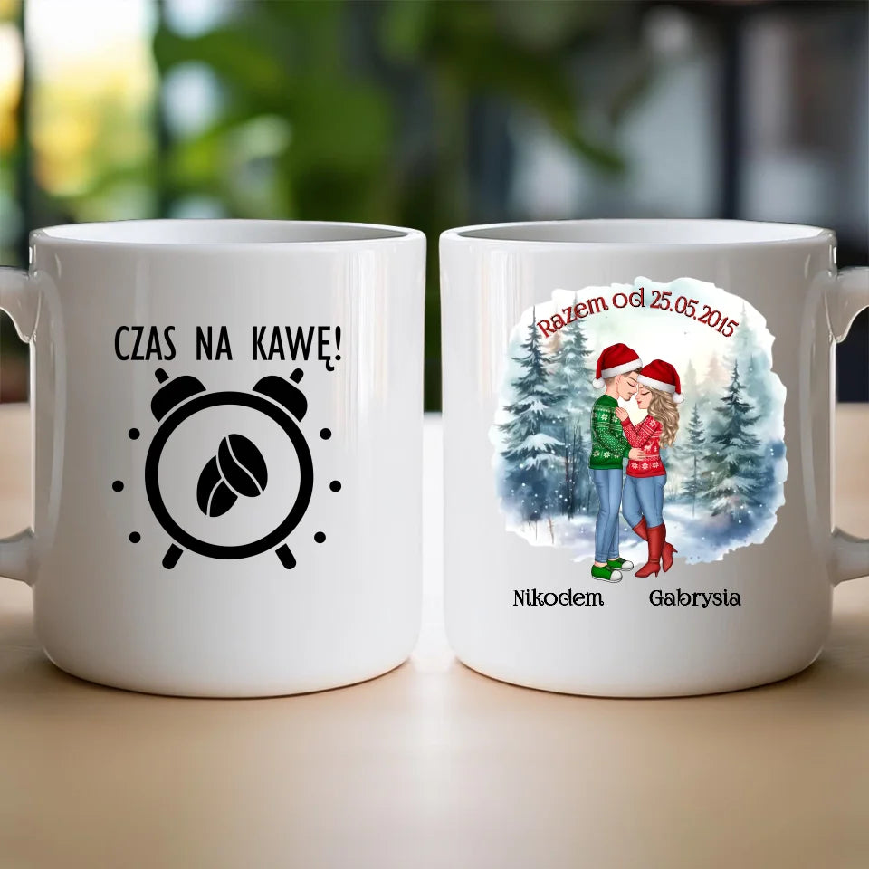 Kubek dla Pary "Świąteczna Para, Mikołajki", personalizowany