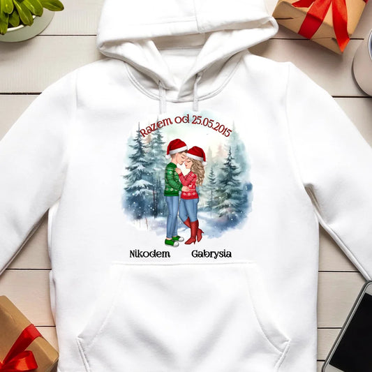 Bluza kangur dla Pary "Świąteczna Para, Mikołajki", personalizowana