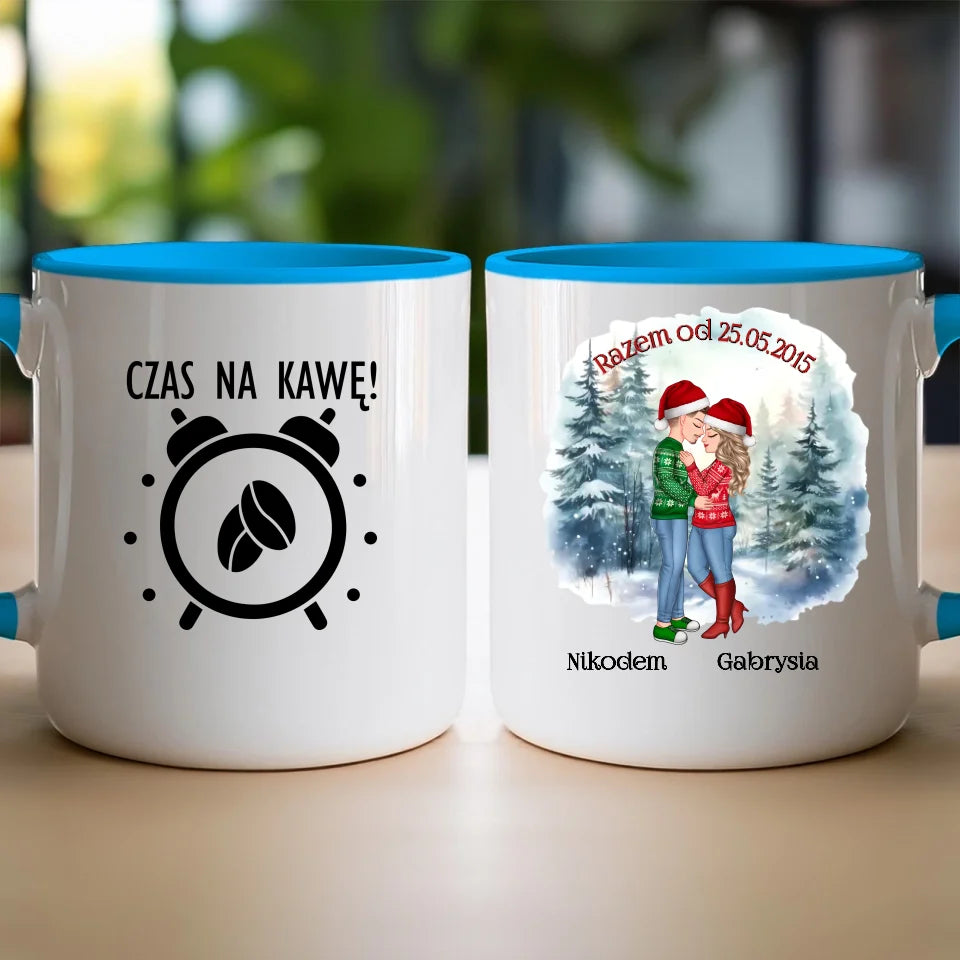 Kubek dla Pary "Świąteczna Para, Mikołajki", personalizowany