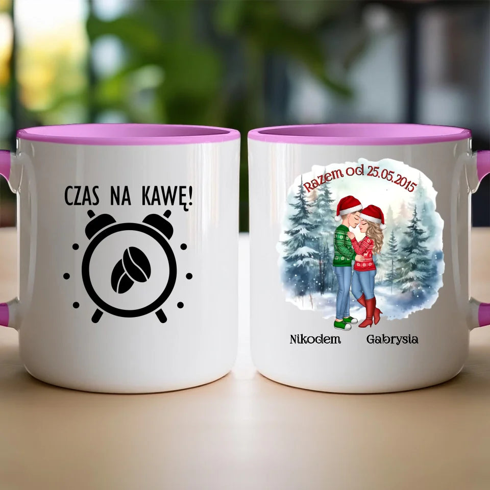 Kubek dla Pary "Świąteczna Para, Mikołajki", personalizowany