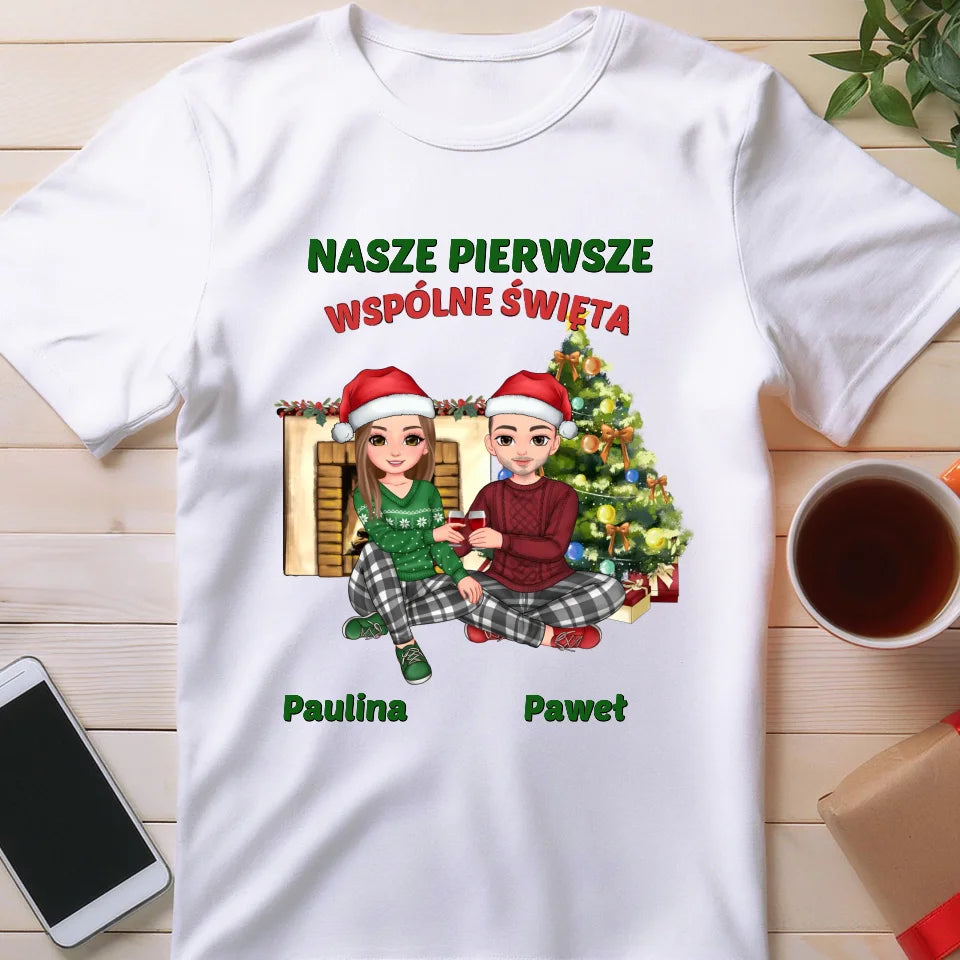 Koszulka dla Pary "Świąteczna para", z imionami