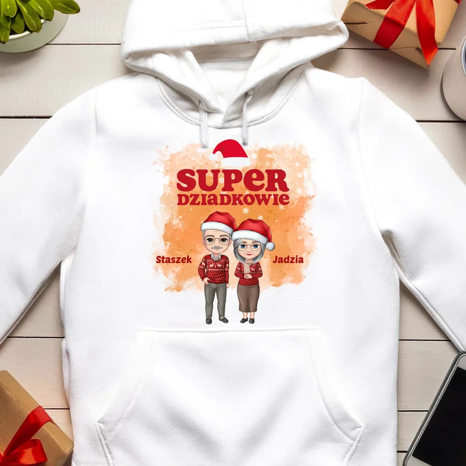 Bluza kangur na Święta "Super Dziadkowie, Babcia, Dziadek", z imionami