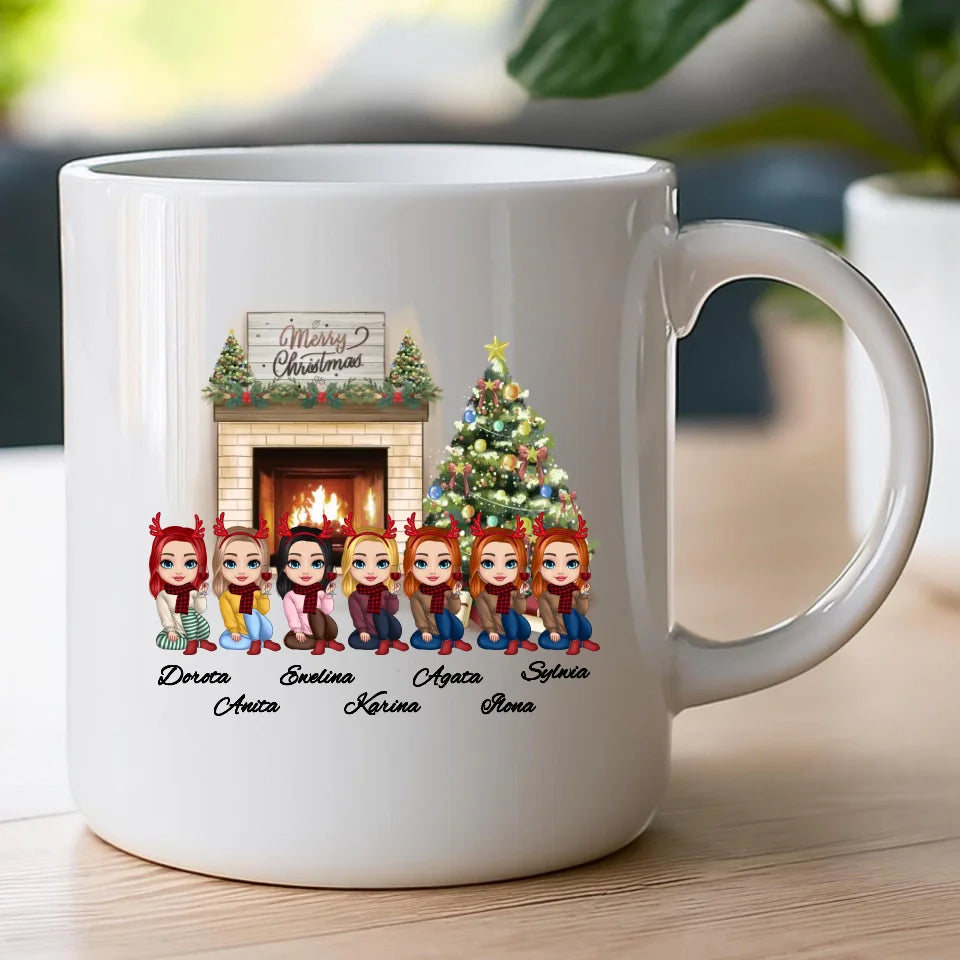 Kubek personalizowany dla przyjaciółek świąteczny 1-7 osób #122