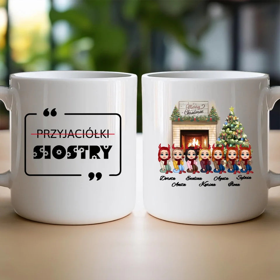Kubek personalizowany dla przyjaciółek świąteczny 1-7 osób #122