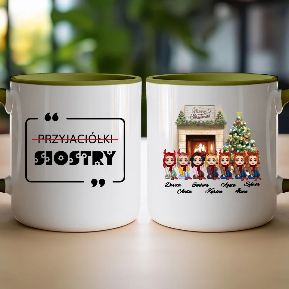 Kubek personalizowany dla przyjaciółek świąteczny 1-7 osób #122