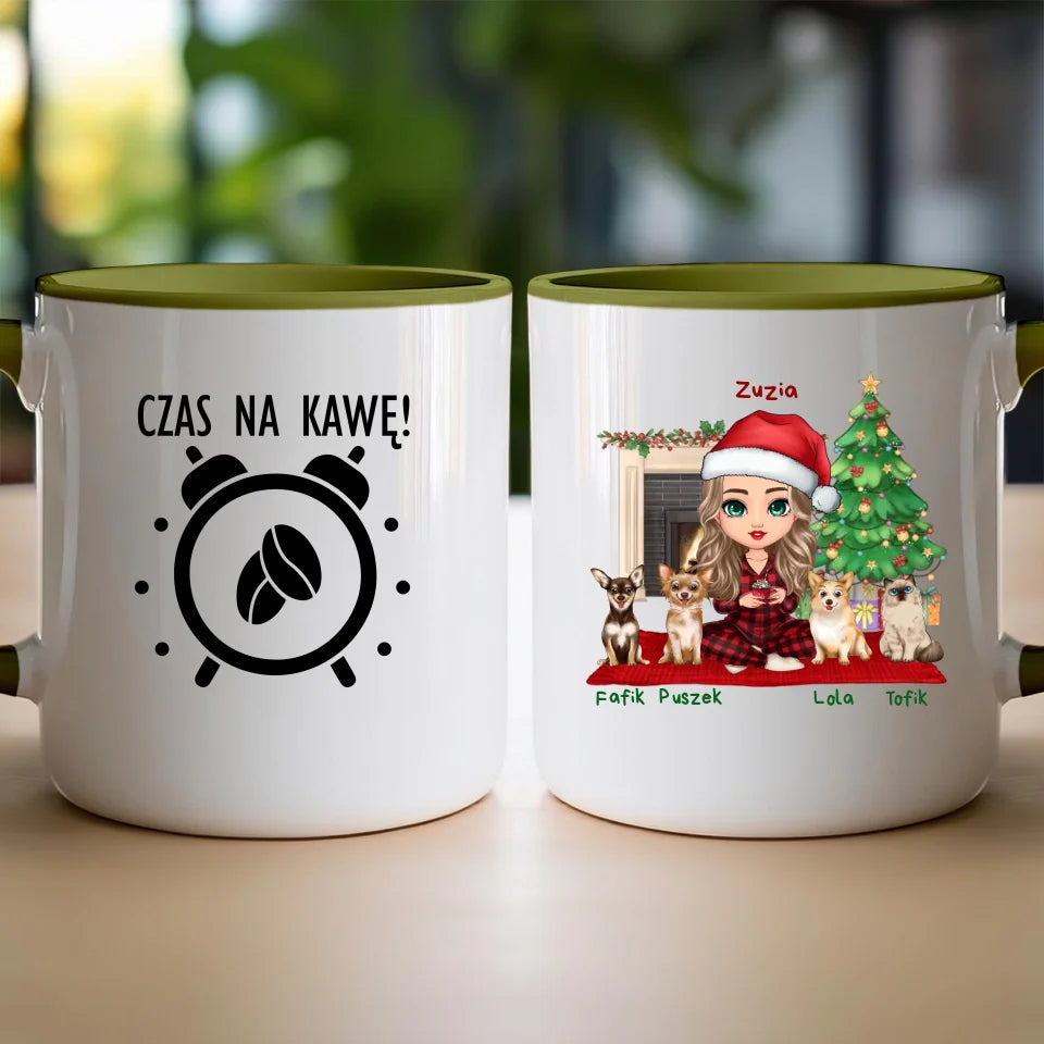 Kubek personalizowany dla kobiety - świąteczne zwierzaki #511