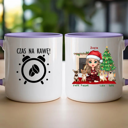 Kubek personalizowany dla kobiety - świąteczne zwierzaki #511
