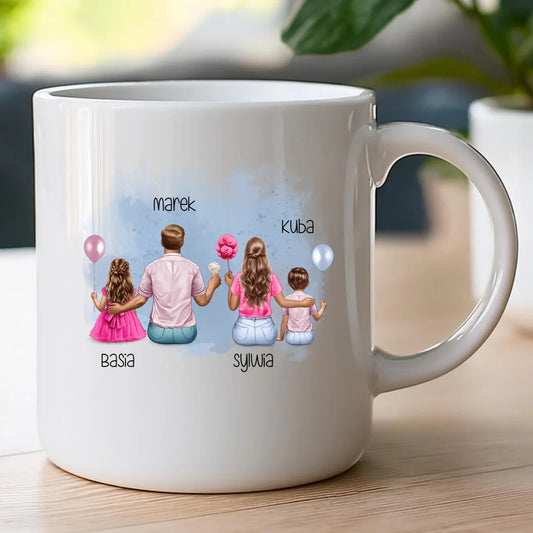 Kubek dla Rodziny "Mama, Tata + 2 dzieci", personalizowany