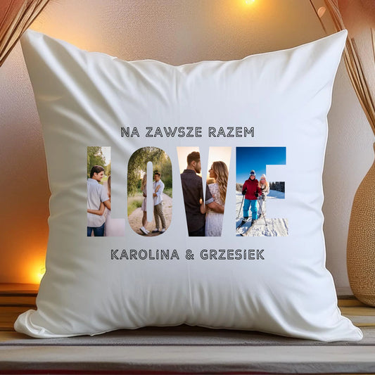 Poduszka personalizowana "Własne zdjęcie, Love", z imionami