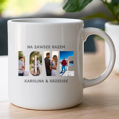 Kubek personalizowany "Własne zdjęcie, Love", z imionami