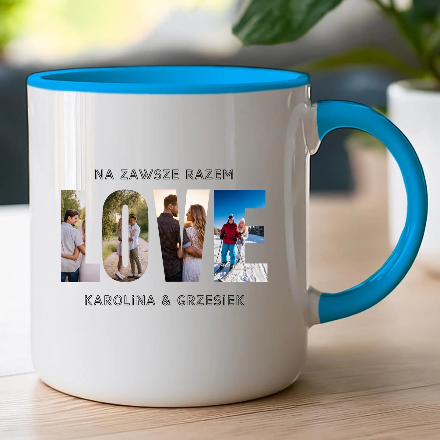 Kubek personalizowany "Własne zdjęcie, Love", z imionami