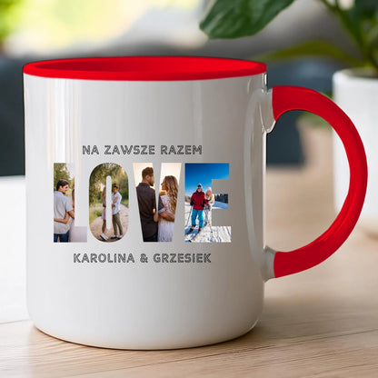 Kubek personalizowany "Własne zdjęcie, Love", z imionami