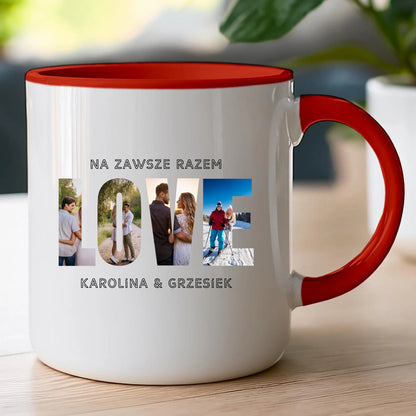 Kubek personalizowany "Własne zdjęcie, Love", z imionami