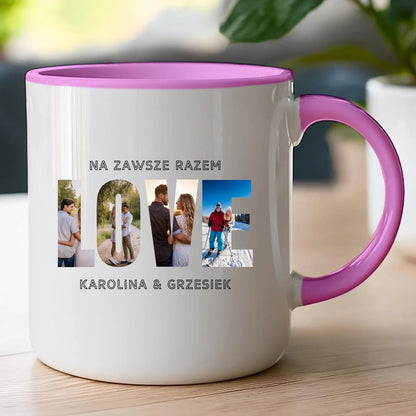 Kubek personalizowany "Własne zdjęcie, Love", z imionami