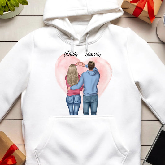 Bluza kangur dla Pary "Walentynki, Serce z rąk", personalizowana