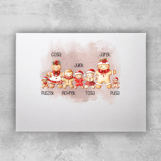 Obraz personalizowany świąteczny dla rodziny - ze zwierzakami #808