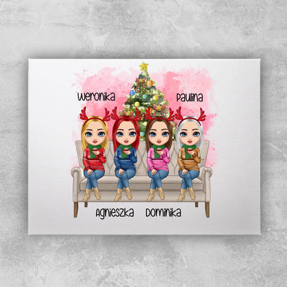Obraz personalizowany świąteczny dla przyjaciółek 1-4 osób #123