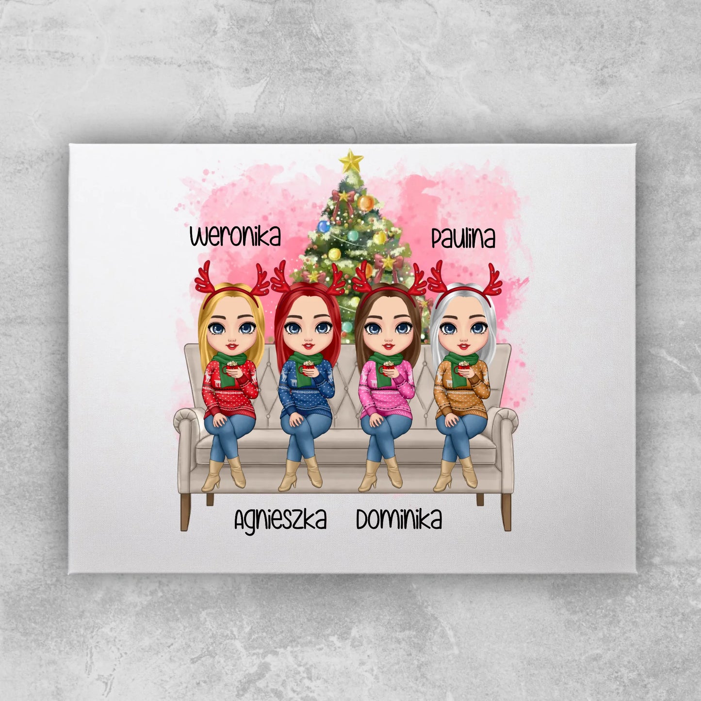 Obraz personalizowany świąteczny dla przyjaciółek 1-4 osób #123