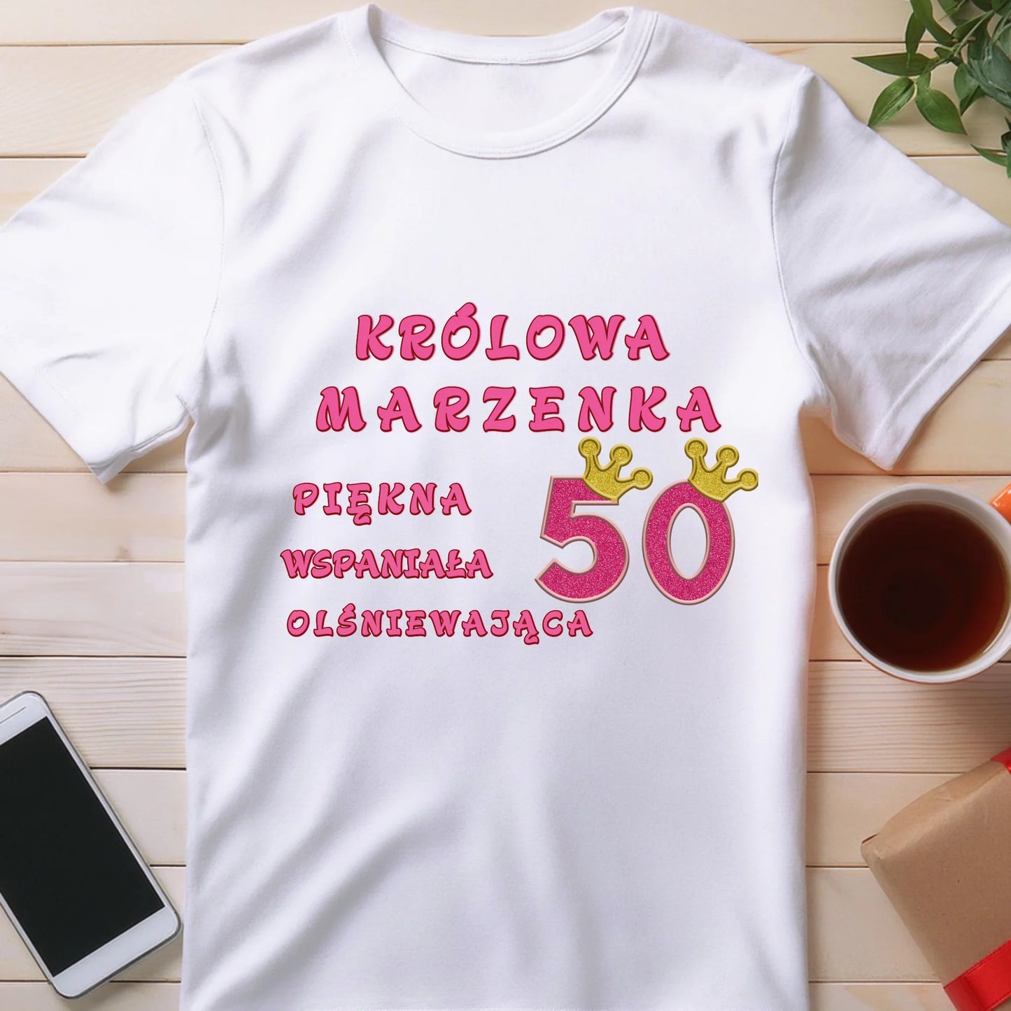 Koszulka personalizowana na urodziny - różowy brokat #5008