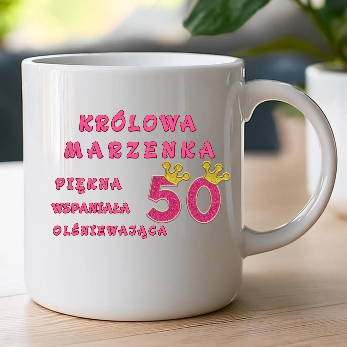 Kubek personalizowany na urodziny - różowy brokat #5008
