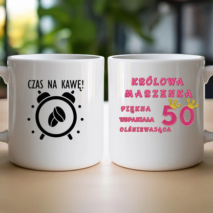 Kubek personalizowany na urodziny - różowy brokat #5008