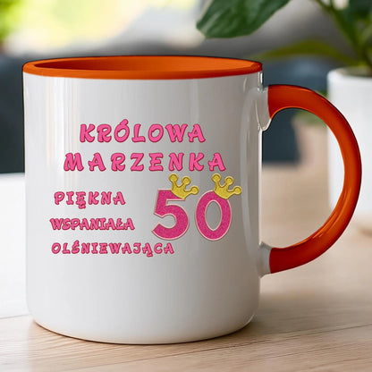 Kubek personalizowany na urodziny - różowy brokat #5008