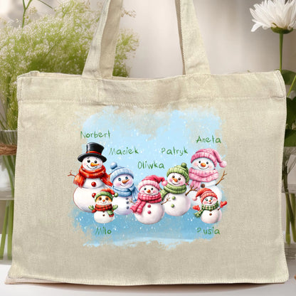 Torba personalizowana świąteczna dla rodziny - ze zwierzętami #807