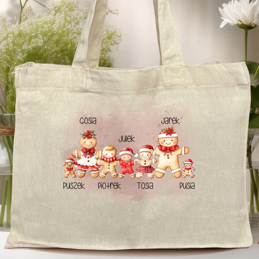 Torba personalizowana świąteczna dla rodziny - ze zwierzakami #808