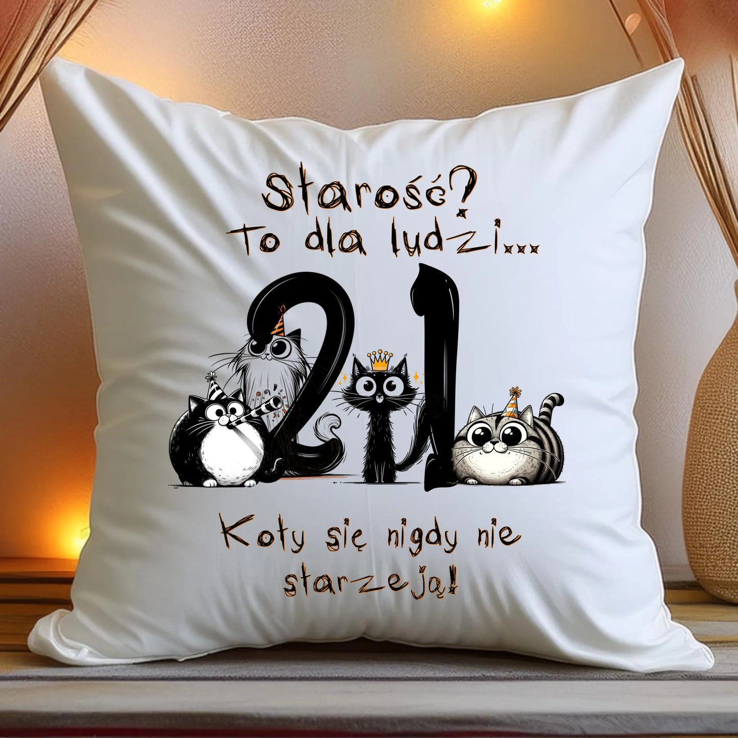 Poduszka personalizowana na urodziny - kociaki #5012
